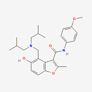 molecular formula C26H34N2O4 B7751322 4-[(diisobutylamino)methyl]-5-hydroxy-N-(4-methoxyphenyl)-2-methyl-1-benzofuran-3-carboxamide 
