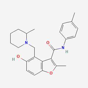 molecular formula C24H28N2O3 B7751338 5-hydroxy-2-methyl-N-(4-methylphenyl)-4-[(2-methylpiperidin-1-yl)methyl]-1-benzofuran-3-carboxamide 