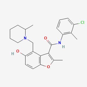 molecular formula C24H27ClN2O3 B7751342 N-(3-chloro-2-methylphenyl)-5-hydroxy-2-methyl-4-[(2-methylpiperidin-1-yl)methyl]-1-benzofuran-3-carboxamide 