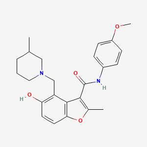 molecular formula C24H28N2O4 B7751355 5-hydroxy-N-(4-methoxyphenyl)-2-methyl-4-[(3-methylpiperidin-1-yl)methyl]-1-benzofuran-3-carboxamide 