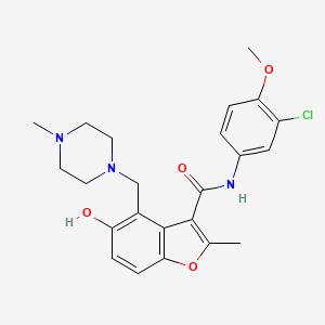 molecular formula C23H26ClN3O4 B7751368 N-(3-chloro-4-methoxyphenyl)-5-hydroxy-2-methyl-4-[(4-methylpiperazin-1-yl)methyl]-1-benzofuran-3-carboxamide 