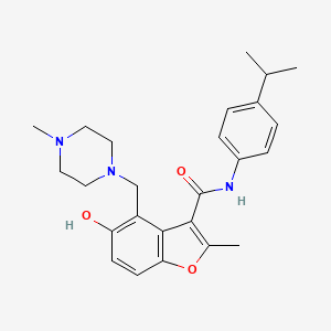 molecular formula C25H31N3O3 B7751373 5-hydroxy-N-(4-isopropylphenyl)-2-methyl-4-[(4-methylpiperazin-1-yl)methyl]-1-benzofuran-3-carboxamide 