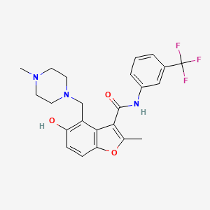 molecular formula C23H24F3N3O3 B7751376 5-hydroxy-2-methyl-4-[(4-methylpiperazin-1-yl)methyl]-N-[3-(trifluoromethyl)phenyl]-1-benzofuran-3-carboxamide 