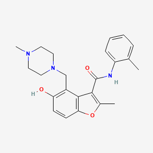 molecular formula C23H27N3O3 B7751380 5-hydroxy-2-methyl-N-(2-methylphenyl)-4-[(4-methylpiperazin-1-yl)methyl]-1-benzofuran-3-carboxamide 