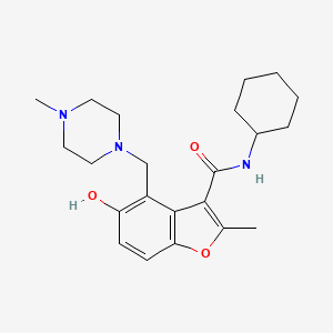 molecular formula C22H31N3O3 B7751383 N-cyclohexyl-5-hydroxy-2-methyl-4-[(4-methylpiperazin-1-yl)methyl]-1-benzofuran-3-carboxamide 