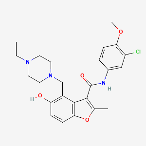 N-(3-chloro-4-methoxyphenyl)-4-[(4-ethylpiperazin-1-yl)methyl]-5-hydroxy-2-methyl-1-benzofuran-3-carboxamide