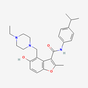 molecular formula C26H33N3O3 B7751391 4-[(4-ethylpiperazin-1-yl)methyl]-5-hydroxy-N-(4-isopropylphenyl)-2-methyl-1-benzofuran-3-carboxamide 