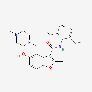 N-(2,6-diethylphenyl)-4-[(4-ethylpiperazin-1-yl)methyl]-5-hydroxy-2-methyl-1-benzofuran-3-carboxamide
