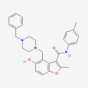 molecular formula C29H31N3O3 B7751412 4-[(4-benzylpiperazin-1-yl)methyl]-5-hydroxy-2-methyl-N-(4-methylphenyl)-1-benzofuran-3-carboxamide 