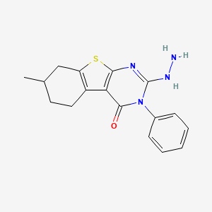 molecular formula C17H18N4OS B7751659 2-hydrazinyl-7-methyl-3-phenyl-5,6,7,8-tetrahydro[1]benzothieno[2,3-d]pyrimidin-4(3H)-one 