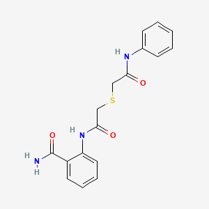 molecular formula C17H17N3O3S B7751681 2-(2-((2-Oxo-2-(phenylamino)ethyl)thio)acetamido)benzamide 