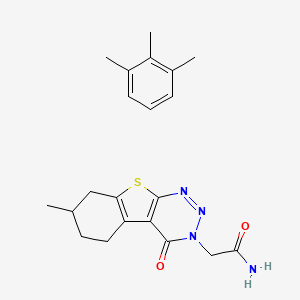 molecular formula C21H26N4O2S B7751723 2-(7-Methyl-4-oxo-5,6,7,8-tetrahydro-[1]benzothiolo[2,3-d]triazin-3-yl)acetamide;1,2,3-trimethylbenzene 