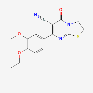 molecular formula C17H17N3O3S B7751815 7-(3-methoxy-4-propoxyphenyl)-5-oxo-3,5-dihydro-2H-thiazolo[3,2-a]pyrimidine-6-carbonitrile 