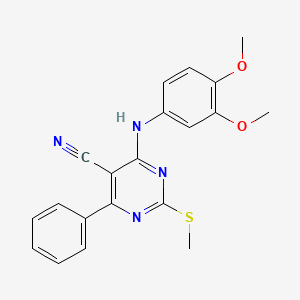 molecular formula C20H18N4O2S B7751834 4-((3,4-Dimethoxyphenyl)amino)-2-(methylthio)-6-phenylpyrimidine-5-carbonitrile 