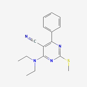 molecular formula C16H18N4S B7751848 4-(Diethylamino)-2-(methylthio)-6-phenylpyrimidine-5-carbonitrile 
