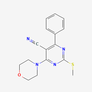 molecular formula C16H16N4OS B7751857 2-(Methylthio)-4-morpholin-4-yl-6-phenylpyrimidine-5-carbonitrile 