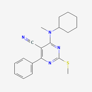 molecular formula C19H22N4S B7751871 4-[Cyclohexyl(methyl)amino]-2-(methylthio)-6-phenylpyrimidine-5-carbonitrile 