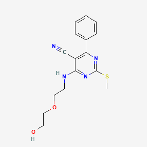 molecular formula C16H18N4O2S B7751874 4-{[2-(2-Hydroxyethoxy)ethyl]amino}-2-(methylthio)-6-phenylpyrimidine-5-carbonitrile 