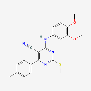 molecular formula C21H20N4O2S B7751881 4-[(3,4-Dimethoxyphenyl)amino]-6-(4-methylphenyl)-2-(methylthio)pyrimidine-5-carbonitrile 