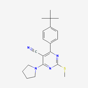 molecular formula C20H24N4S B7751890 4-(4-Tert-butylphenyl)-2-(methylthio)-6-pyrrolidin-1-ylpyrimidine-5-carbonitrile 
