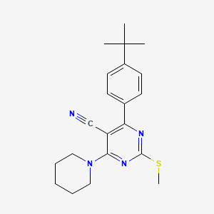 4-(4-Tert-butylphenyl)-2-(methylthio)-6-piperidin-1-ylpyrimidine-5-carbonitrile