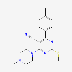 molecular formula C18H21N5S B7751902 4-(4-Methylphenyl)-6-(4-methylpiperazin-1-yl)-2-(methylthio)pyrimidine-5-carbonitrile 