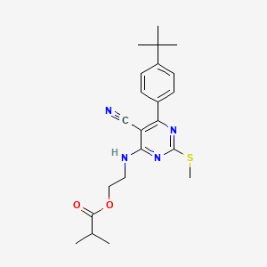 molecular formula C22H28N4O2S B7751925 2-{[6-(4-Tert-butylphenyl)-5-cyano-2-(methylthio)pyrimidin-4-yl]amino}ethyl 2-methylpropanoate 