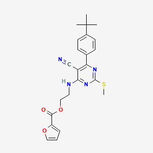 molecular formula C23H24N4O3S B7751932 2-{[6-(4-Tert-butylphenyl)-5-cyano-2-(methylthio)pyrimidin-4-yl]amino}ethyl 2-furoate 