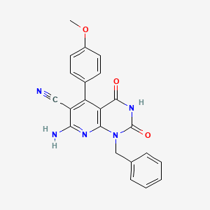 molecular formula C22H17N5O3 B7751956 7-Amino-1-benzyl-5-(4-methoxyphenyl)-2,4-dioxo-1,2,3,4-tetrahydropyrido[2,3-d]pyrimidine-6-carbonitrile 