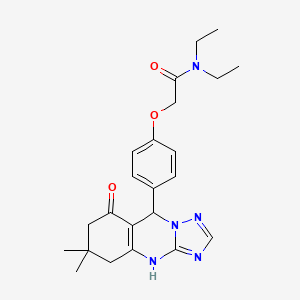 molecular formula C23H29N5O3 B7751997 2-[4-(6,6-dimethyl-8-oxo-4,5,7,9-tetrahydro-[1,2,4]triazolo[5,1-b]quinazolin-9-yl)phenoxy]-N,N-diethylacetamide 