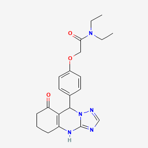 molecular formula C21H25N5O3 B7752003 N,N-diethyl-2-[4-(8-oxo-4,5,6,7,8,9-hexahydro[1,2,4]triazolo[5,1-b]quinazolin-9-yl)phenoxy]acetamide 
