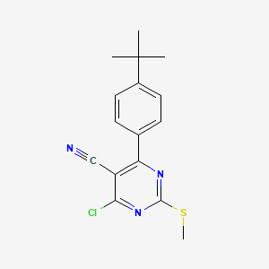 molecular formula C16H16ClN3S B7752007 4-(4-(Tert-butyl)phenyl)-6-chloro-2-(methylthio)pyrimidine-5-carbonitrile 
