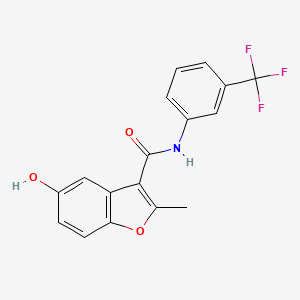 molecular formula C17H12F3NO3 B7752058 5-hydroxy-2-methyl-N-[3-(trifluoromethyl)phenyl]-1-benzofuran-3-carboxamide 