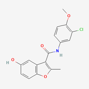 molecular formula C17H14ClNO4 B7752079 N-(3-chloro-4-methoxyphenyl)-5-hydroxy-2-methyl-1-benzofuran-3-carboxamide 