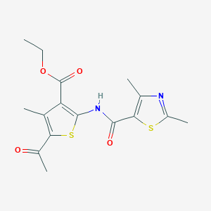 molecular formula C16H18N2O4S2 B7752090 Ethyl 5-acetyl-2-{[(2,4-dimethyl-1,3-thiazol-5-yl)carbonyl]amino}-4-methylthiophene-3-carboxylate 