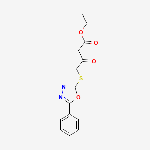 molecular formula C14H14N2O4S B7752147 Ethyl 3-oxo-4-((5-phenyl-1,3,4-oxadiazol-2-yl)thio)butanoate 