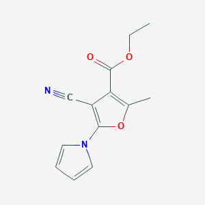 molecular formula C13H12N2O3 B7752184 ethyl 4-cyano-2-methyl-5-(1H-pyrrol-1-yl)furan-3-carboxylate 