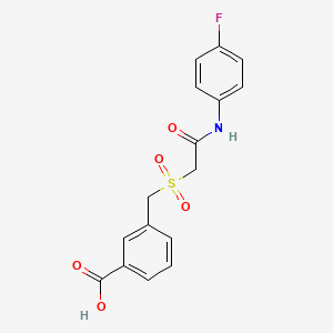 molecular formula C16H14FNO5S B7752301 3-[[2-(4-Fluoroanilino)-2-oxoethyl]sulfonylmethyl]benzoic acid 