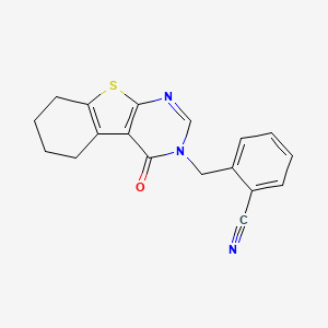 molecular formula C18H15N3OS B7752309 2-[(4-Oxo-5,6,7,8-tetrahydro-[1]benzothiolo[2,3-d]pyrimidin-3-yl)methyl]benzonitrile 