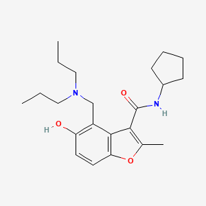 molecular formula C22H32N2O3 B7752334 N-cyclopentyl-4-[(dipropylamino)methyl]-5-hydroxy-2-methyl-1-benzofuran-3-carboxamide 