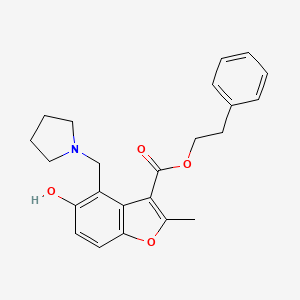 molecular formula C23H25NO4 B7752370 2-Phenylethyl 5-hydroxy-2-methyl-4-(pyrrolidin-1-ylmethyl)-1-benzofuran-3-carboxylate 