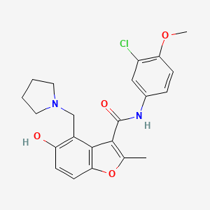 molecular formula C22H23ClN2O4 B7752372 N-(3-chloro-4-methoxyphenyl)-5-hydroxy-2-methyl-4-(pyrrolidin-1-ylmethyl)-1-benzofuran-3-carboxamide 