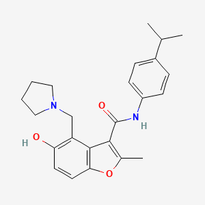 molecular formula C24H28N2O3 B7752378 5-hydroxy-N-(4-isopropylphenyl)-2-methyl-4-(pyrrolidin-1-ylmethyl)-1-benzofuran-3-carboxamide 