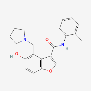 molecular formula C22H24N2O3 B7752381 5-hydroxy-2-methyl-N-(2-methylphenyl)-4-(pyrrolidin-1-ylmethyl)-1-benzofuran-3-carboxamide 