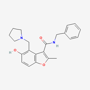 molecular formula C22H24N2O3 B7752389 N-benzyl-5-hydroxy-2-methyl-4-(pyrrolidin-1-ylmethyl)-1-benzofuran-3-carboxamide 