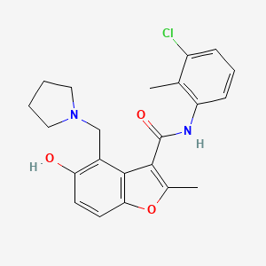 molecular formula C22H23ClN2O3 B7752397 N-(3-chloro-2-methylphenyl)-5-hydroxy-2-methyl-4-(pyrrolidin-1-ylmethyl)-1-benzofuran-3-carboxamide 