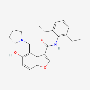 molecular formula C25H30N2O3 B7752401 N-(2,6-diethylphenyl)-5-hydroxy-2-methyl-4-(pyrrolidin-1-ylmethyl)-1-benzofuran-3-carboxamide 