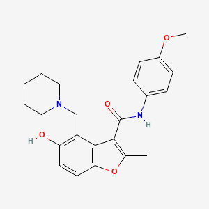 molecular formula C23H26N2O4 B7752419 5-hydroxy-N-(4-methoxyphenyl)-2-methyl-4-(piperidin-1-ylmethyl)-1-benzofuran-3-carboxamide 