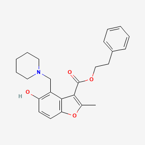 molecular formula C24H27NO4 B7752421 2-Phenylethyl 5-hydroxy-2-methyl-4-(piperidin-1-ylmethyl)-1-benzofuran-3-carboxylate 