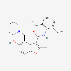 N-(2,6-diethylphenyl)-5-hydroxy-2-methyl-4-(piperidin-1-ylmethyl)-1-benzofuran-3-carboxamide